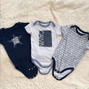 Calvin Klein Navy and White Bodysuit Trio